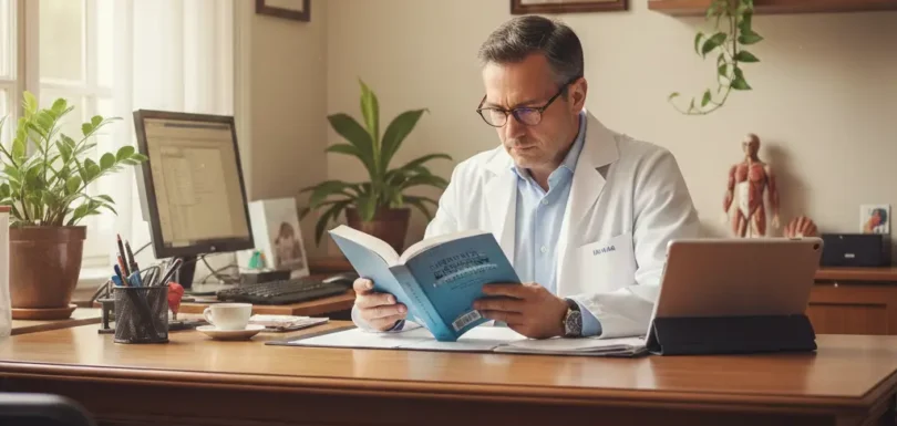 Claridad editorial, doctor leyendo un articulo médico