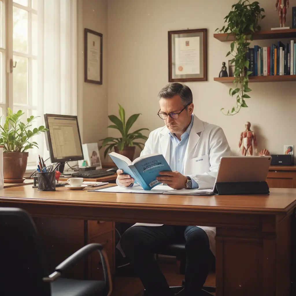 Claridad editorial, doctor leyendo un articulo médico